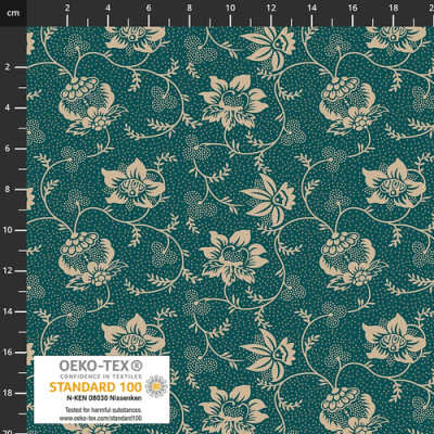 Stof Colour Poetry (Cream Floral On Teal)
