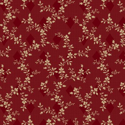 King Quilt Backs Wide 108" - Red Floral Vine