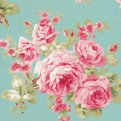 Barefoot Roses Classics - Large Floral Aqua x 10"