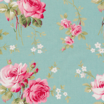 Barefoot Roses Classics - Medium Floral Aqua x 10"