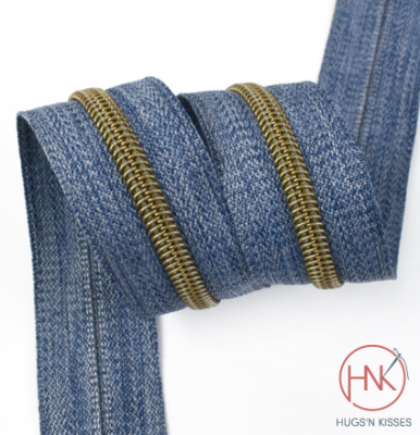 zipper denim x metre-bronze