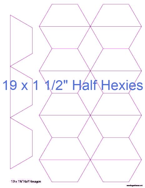 1-1/2” Half Hexagons x 19 (DOWNLOAD)