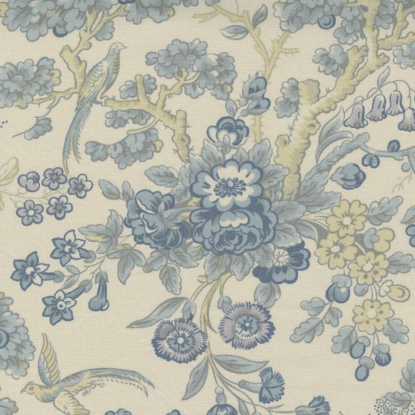 Regency Somerset Blues - Glastonbury Floral White Gray x 10