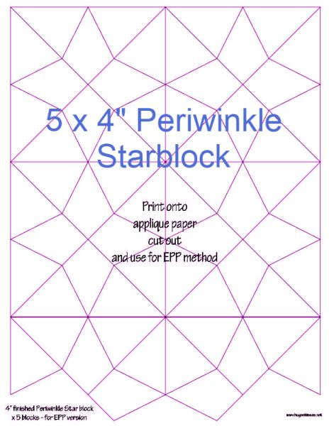 4” Finished Periwinkle Starblock x 5 (DOWNLOAD)