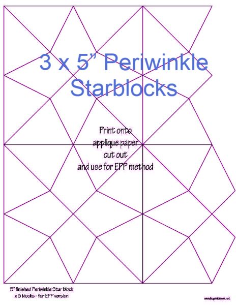 5” Finished Periwinkle Starblocks x 3 (DOWNLOAD)