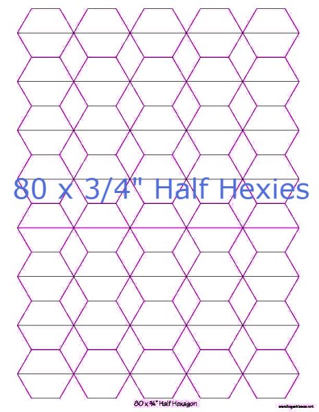 3/4” Half Hexagons x 80 (DOWNLOAD)