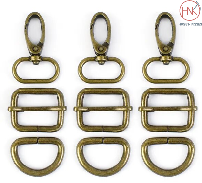20mm Zinc alloy Lobster Clasp + D-ring + Square Buckle Spring hooks Metal Bag accessory