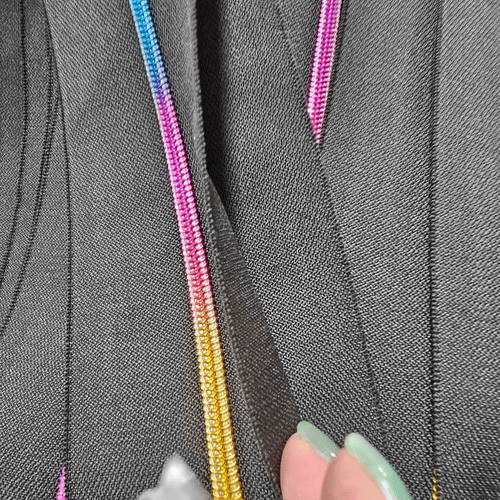 Double layer zipper in rainbow teeth