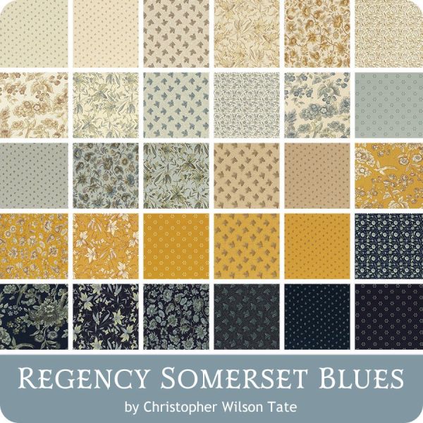 Regency Somerset Blues - Chevithorne Floral White Gray x 10