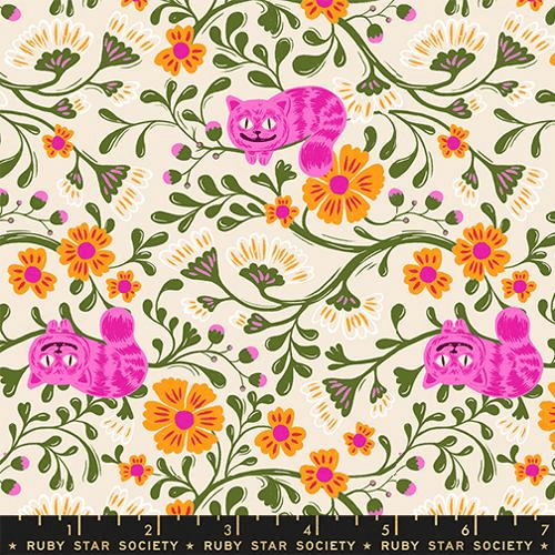 Hello Alice - Pink Cats in Flowers