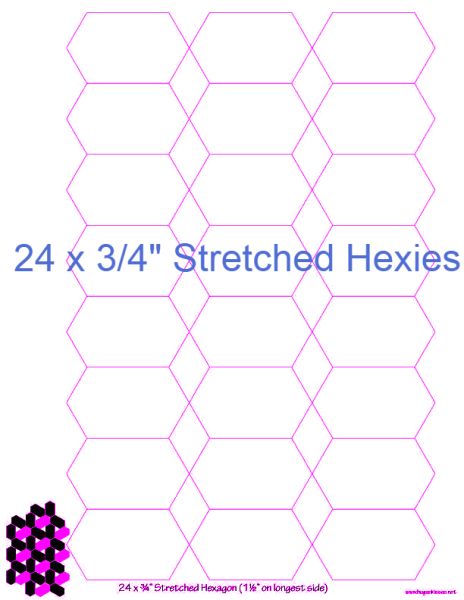 3/4” Stretched Hexagons x 24 (DOWNLOAD)