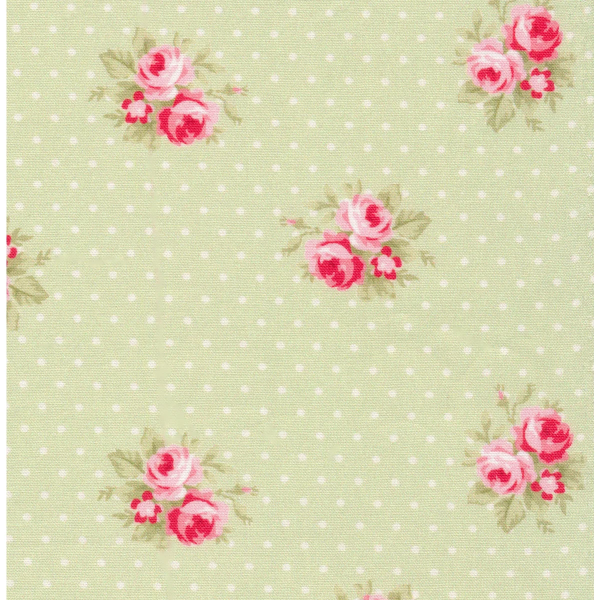 Barefoot Roses Classics - Small Floral Dots Green x 10