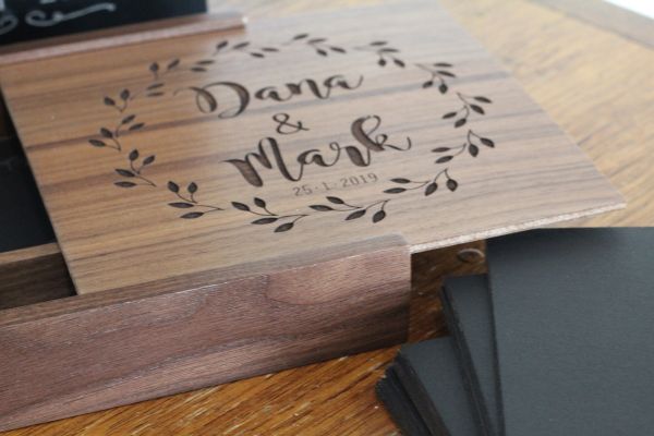 Wooden Photo Album Box with USB Flash Drive