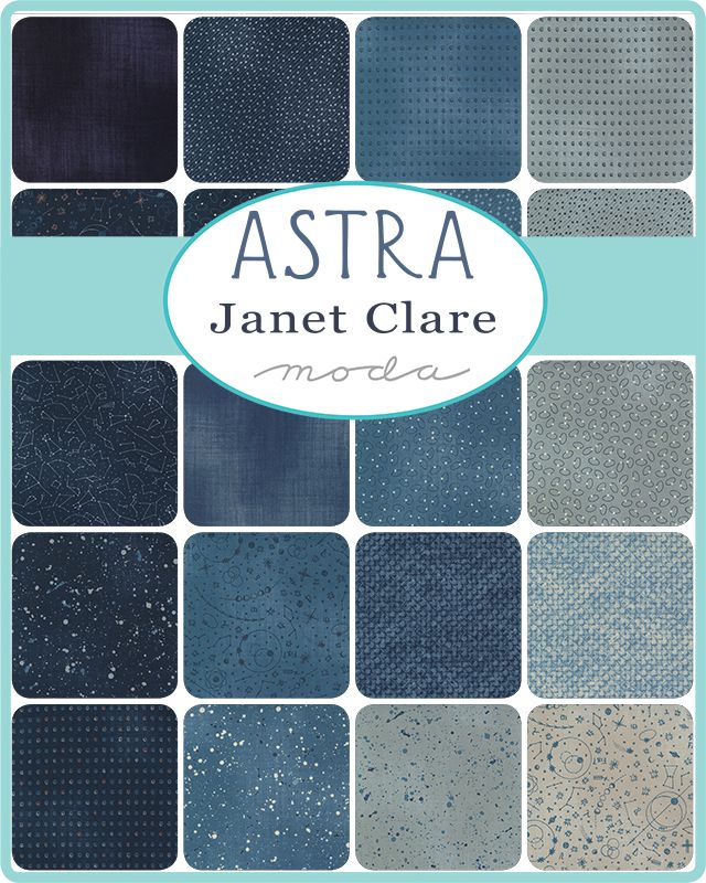 Astra Fat Eighths Bundle 2024 by Janet Clare for Moda 33 Fat Eighths Blue blues cream 16920F8